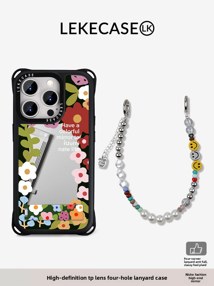 iPhone 16Pro Vintage Floral Mirror Phone Case