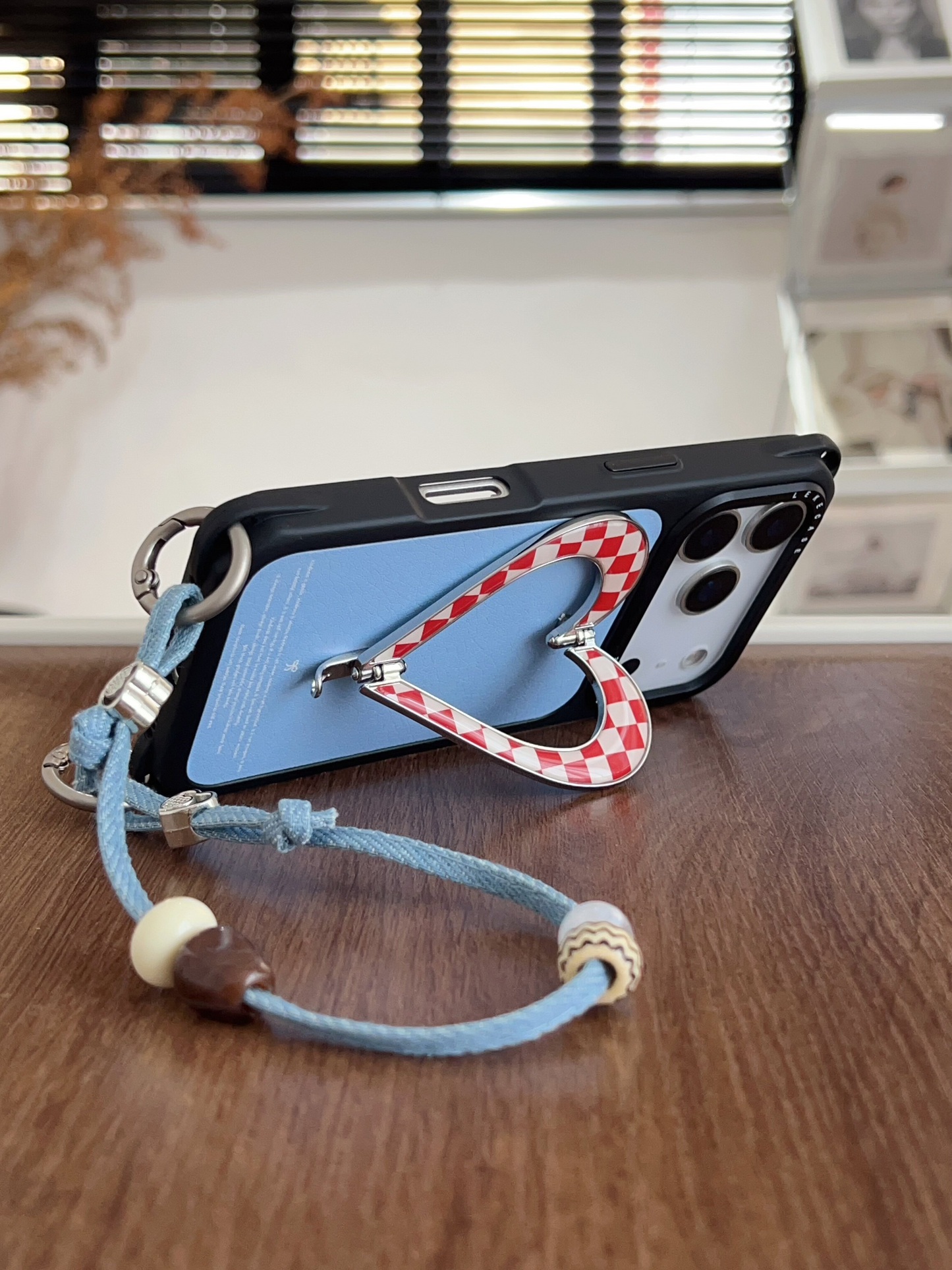 iPhone 17Promax Blue Lambskin Heart Phone Case