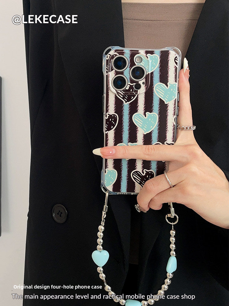 iPhone 16Pro Striped Heart Print Phone Case