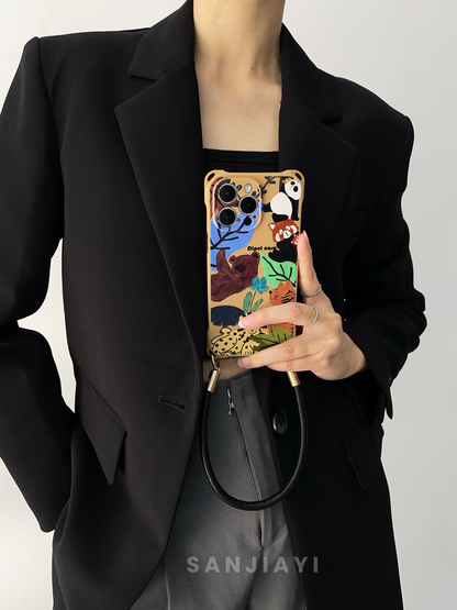Cartoon Animal Crossbody Phone Case with Strap