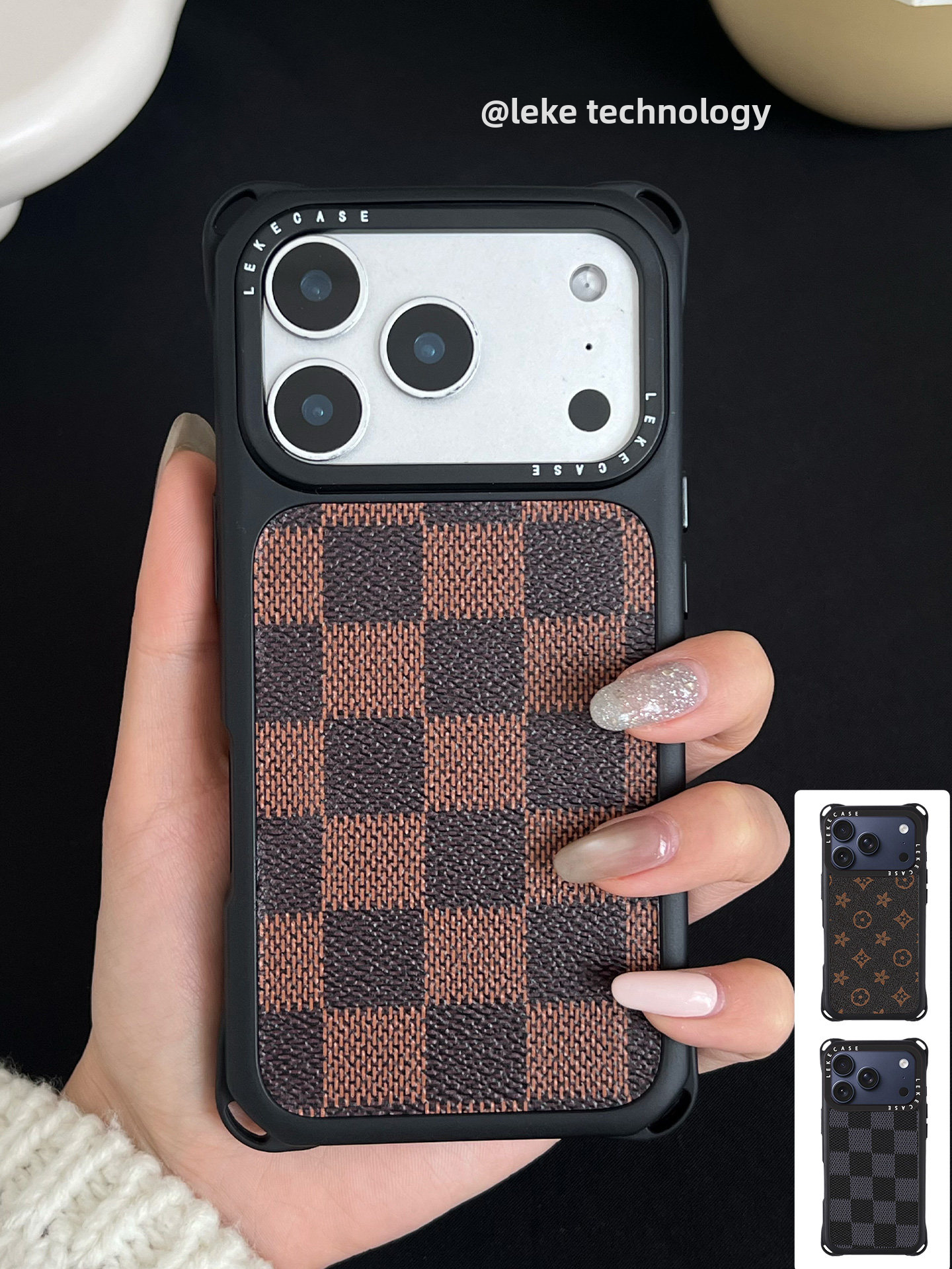 IPhone 17 promax Checkerboard Leather Phone Case