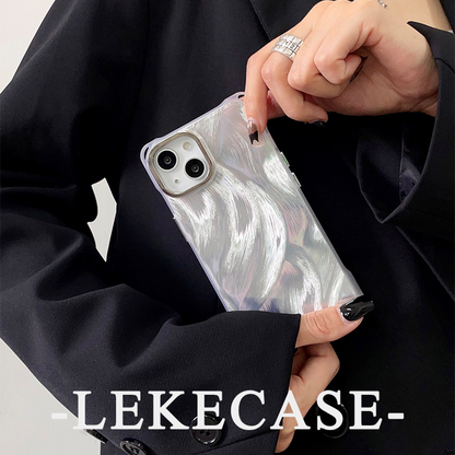 iPhone 16Promax Silver Brushstroke Pattern Phone Case