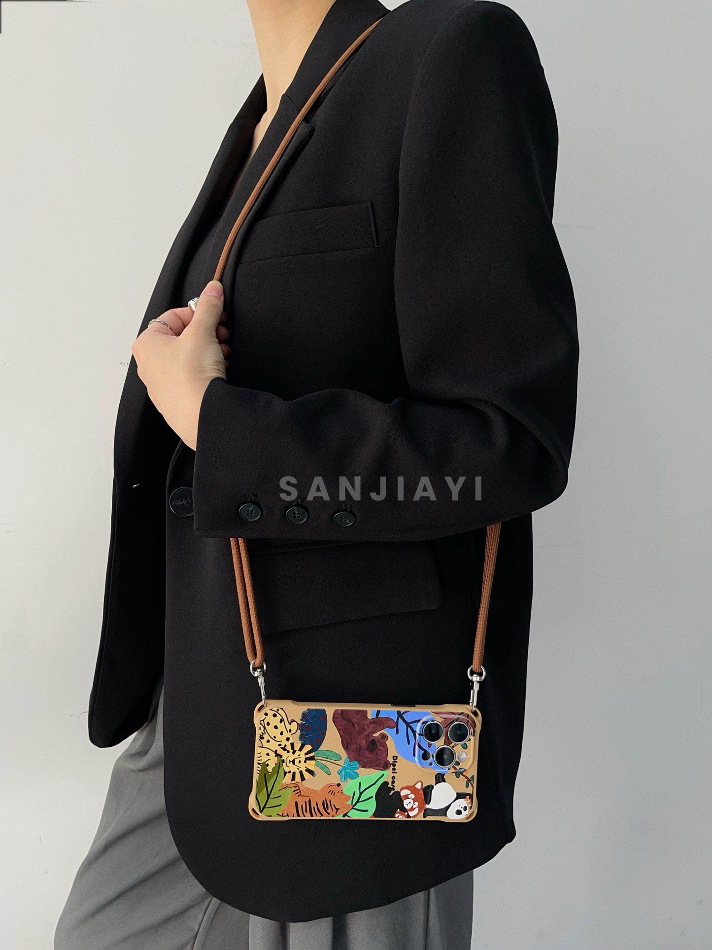 Cartoon Animal Crossbody Phone Case with Strap
