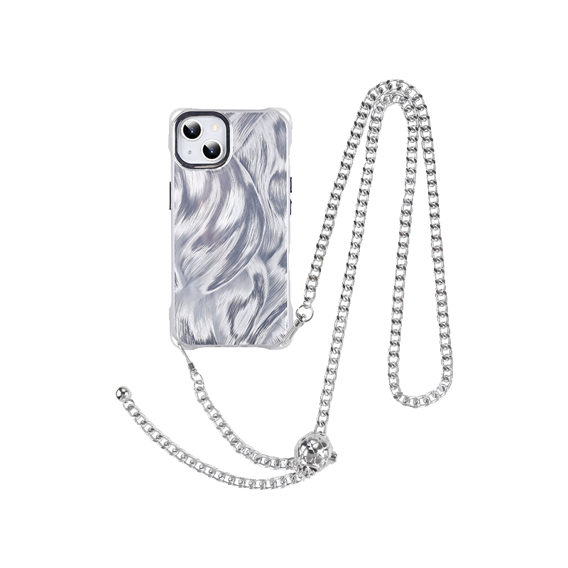 iPhone 16Promax Silver Brushstroke Pattern Phone Case