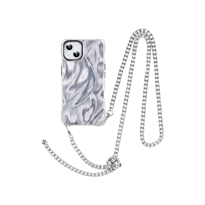 iPhone 16Promax Silver Brushstroke Pattern Phone Case