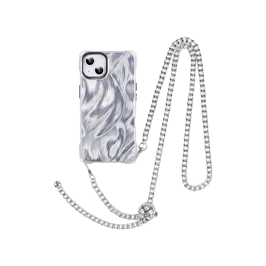 iPhone 16Promax Silver Brushstroke Pattern Phone Case