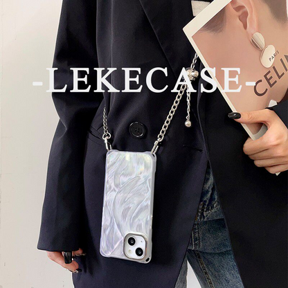 iPhone 16Promax Silver Brushstroke Pattern Phone Case