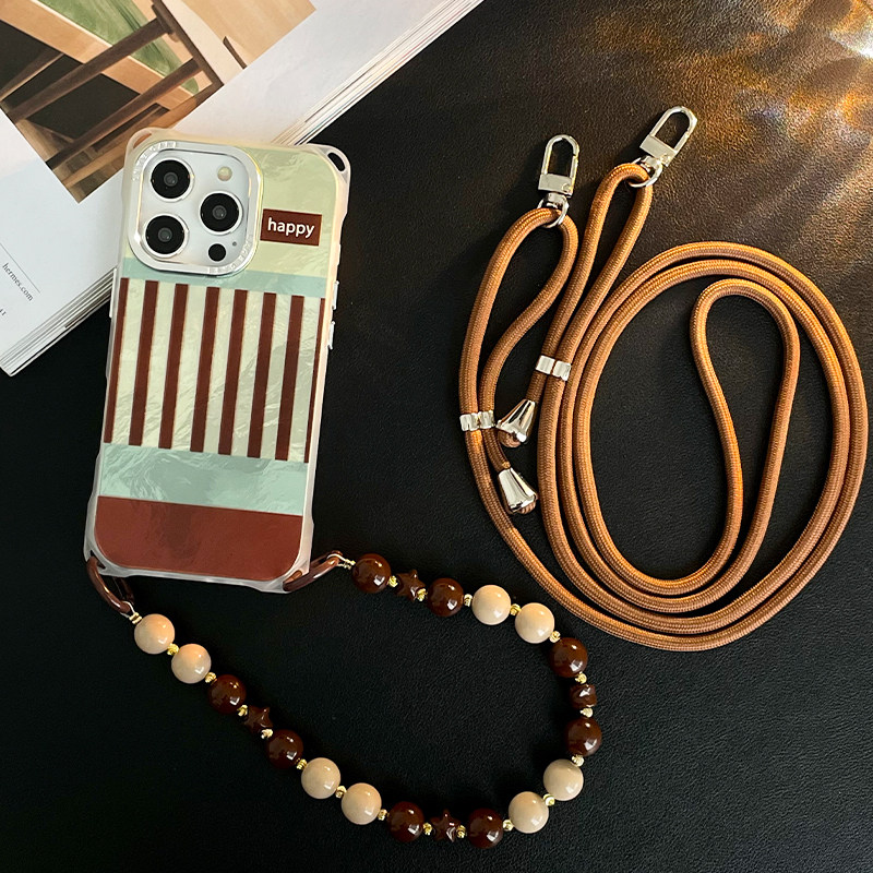 iPhone 16pro Retro Striped "Happy" Phone Case