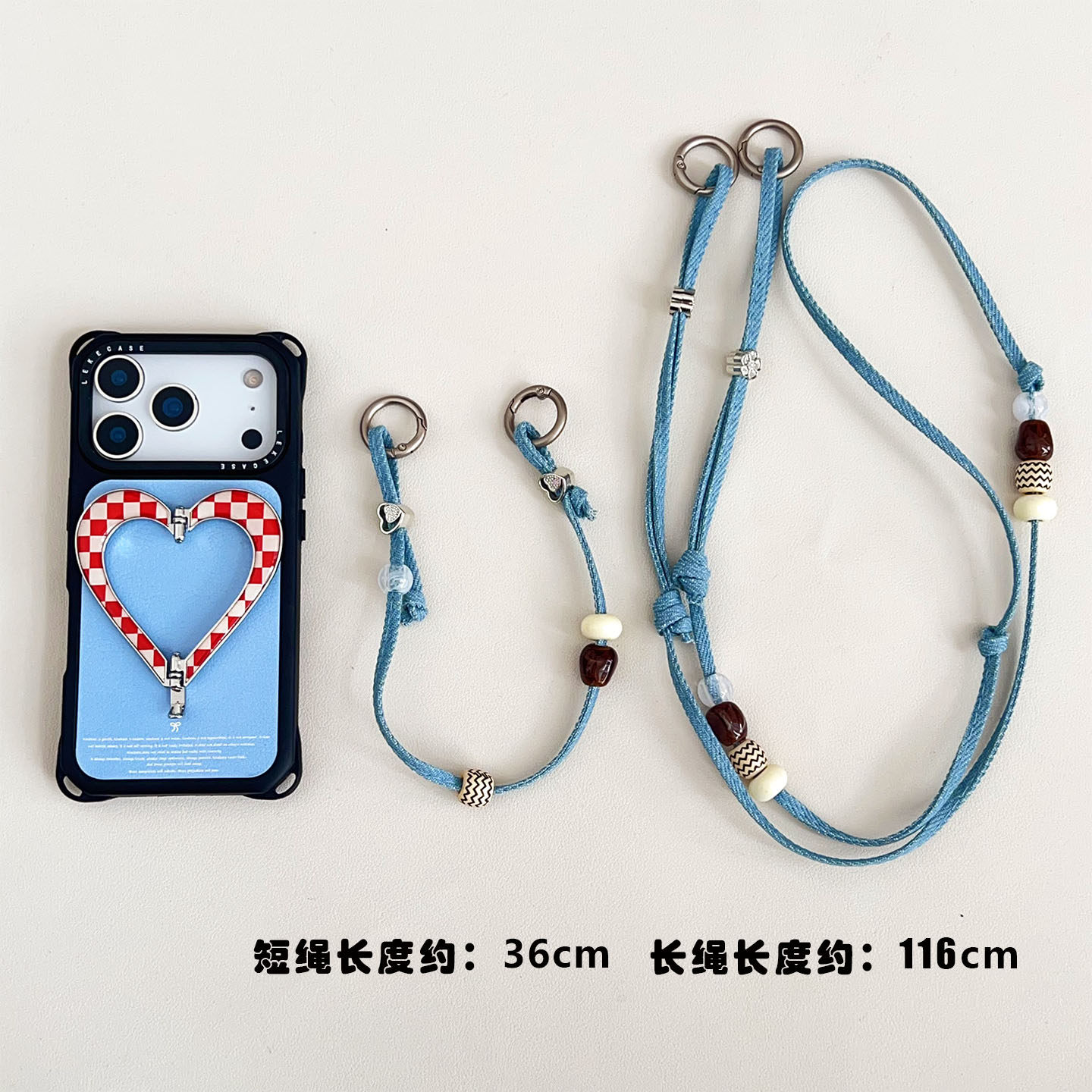 iPhone 17Promax Blue Lambskin Heart Phone Case