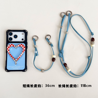 iPhone 17Promax Blue Lambskin Heart Phone Case
