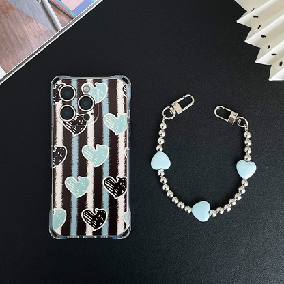 iPhone 16Pro Striped Heart Print Phone Case